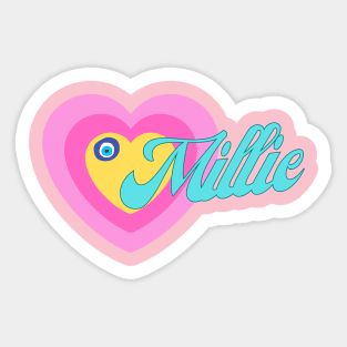 Millie in Colorful Heart Illustration Sticker